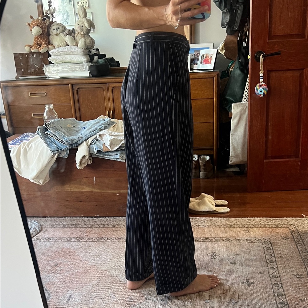 Mondi Vintage Navy Pinstripe Trousers - Picture 4 of 8